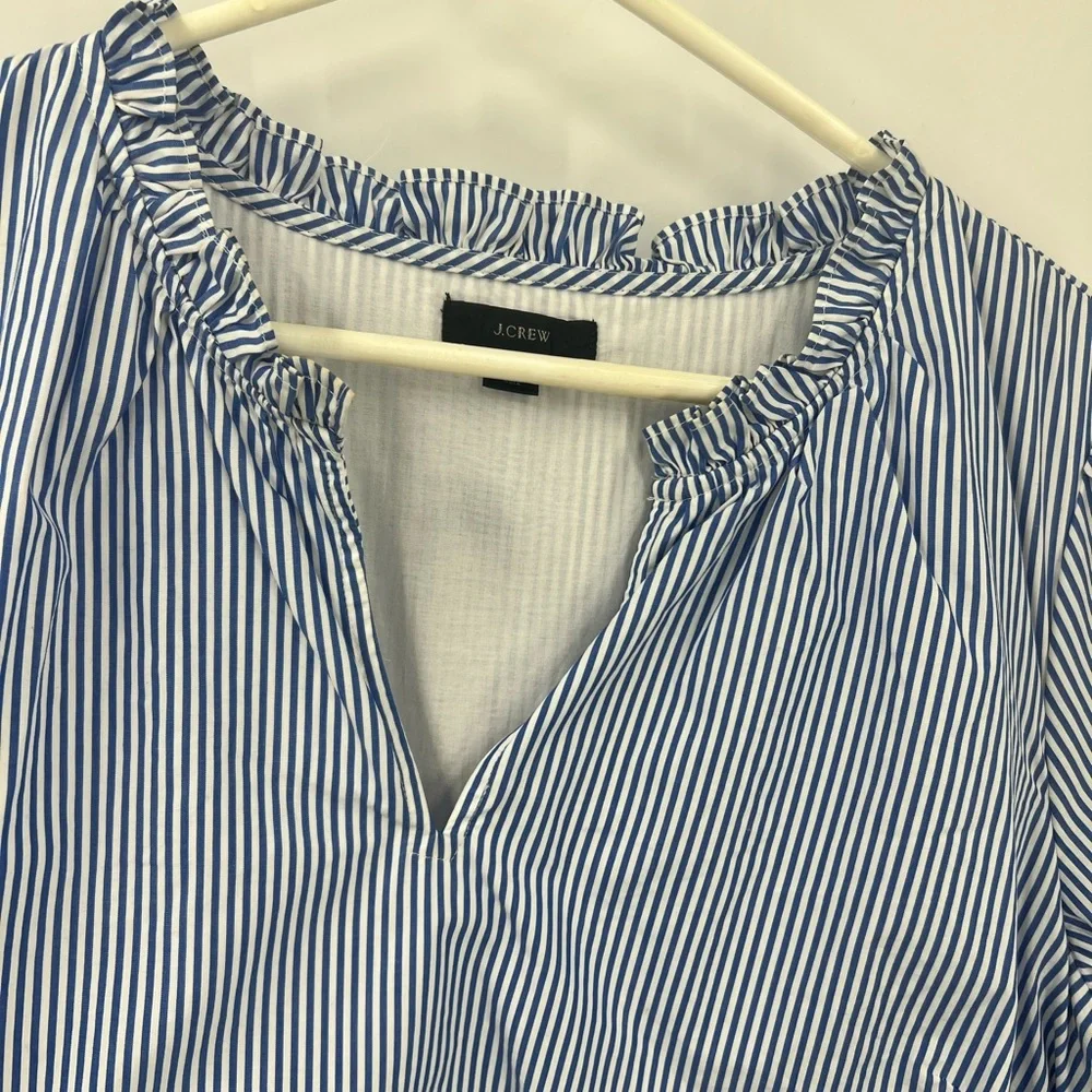 J. Crew | Ruffleneck tiered seersucker, sidezip, popover dress L